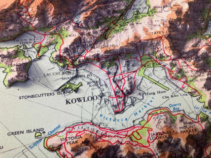 1963 Hong Kong 2D Shaded Terrain Remake Map Mouse Pad 