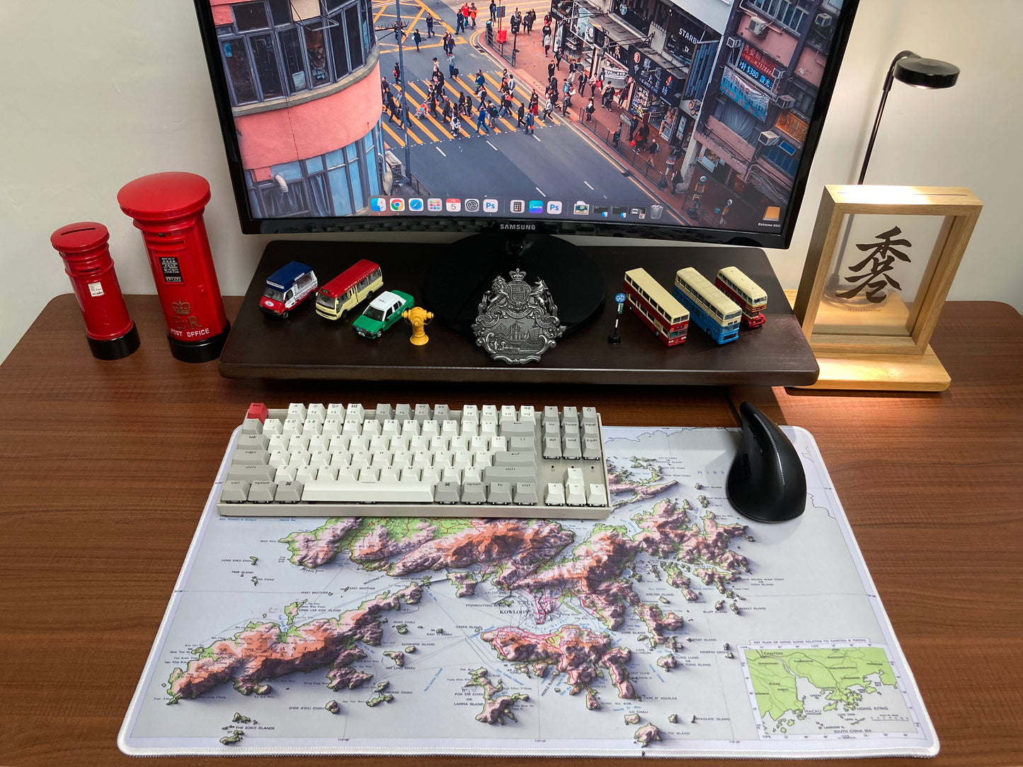 1963 Hong Kong 2D Shaded Terrain Remake Map Mouse Pad 